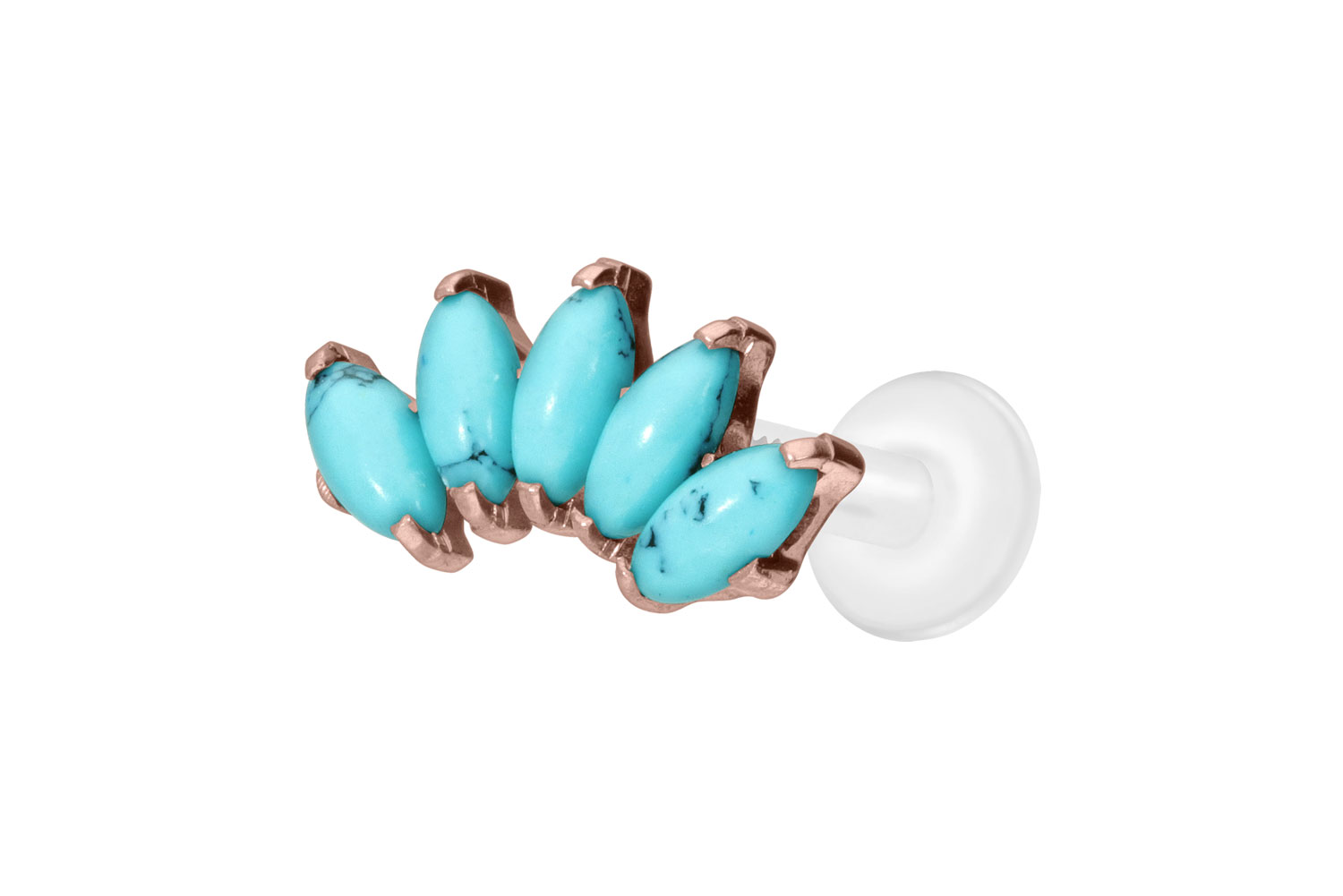 PTFE Labret Piercing mit Innengewinde + Titan-Aufsatz BOGEN + SYNTHETISCHE TÜRKISE